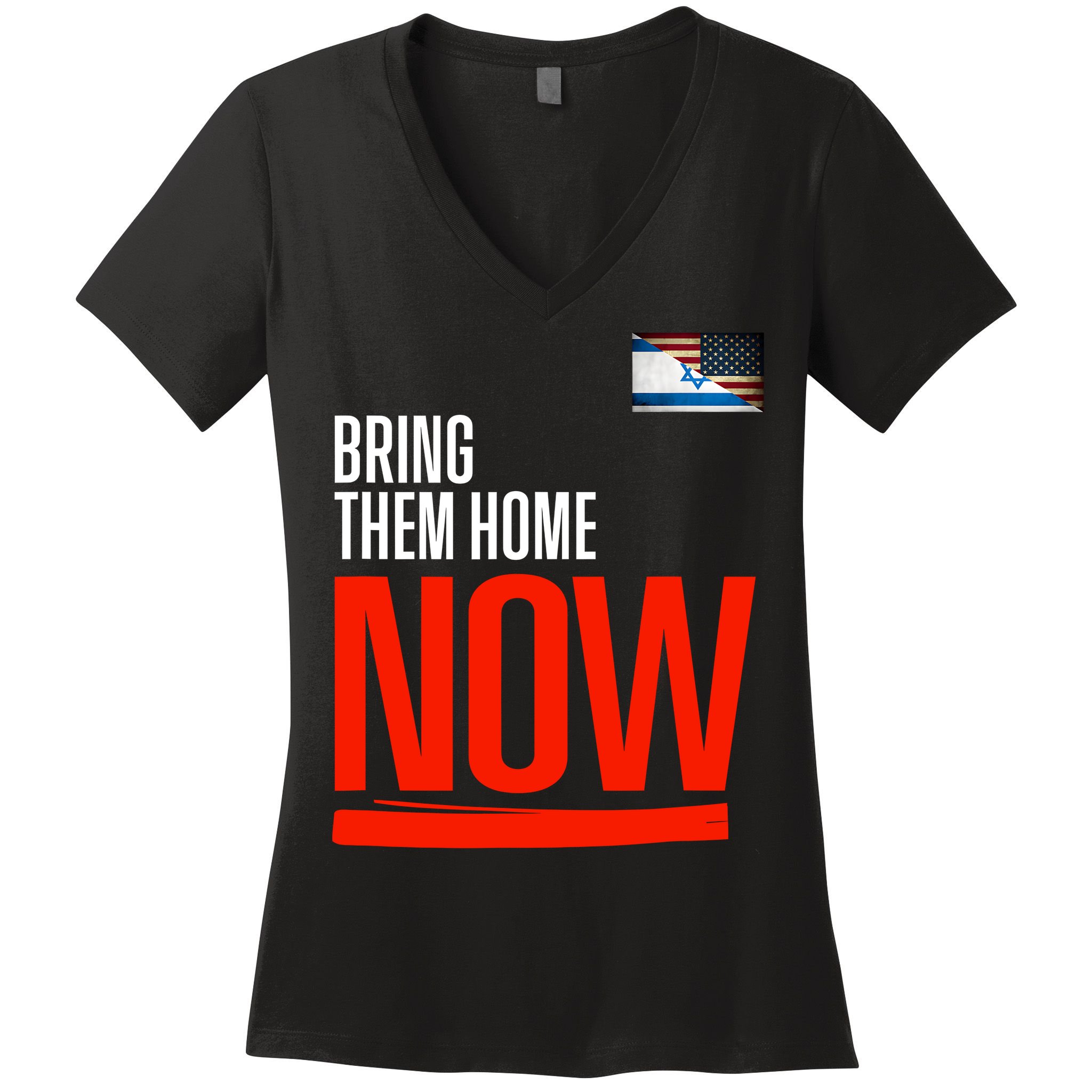 Bring Them Home Now! Stand With Israel Israel America Flag Women's V-Neck T-Shirt