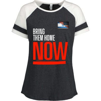 Bring Them Home Now! Stand With Israel Israel America Flag Enza Ladies Jersey Colorblock Tee