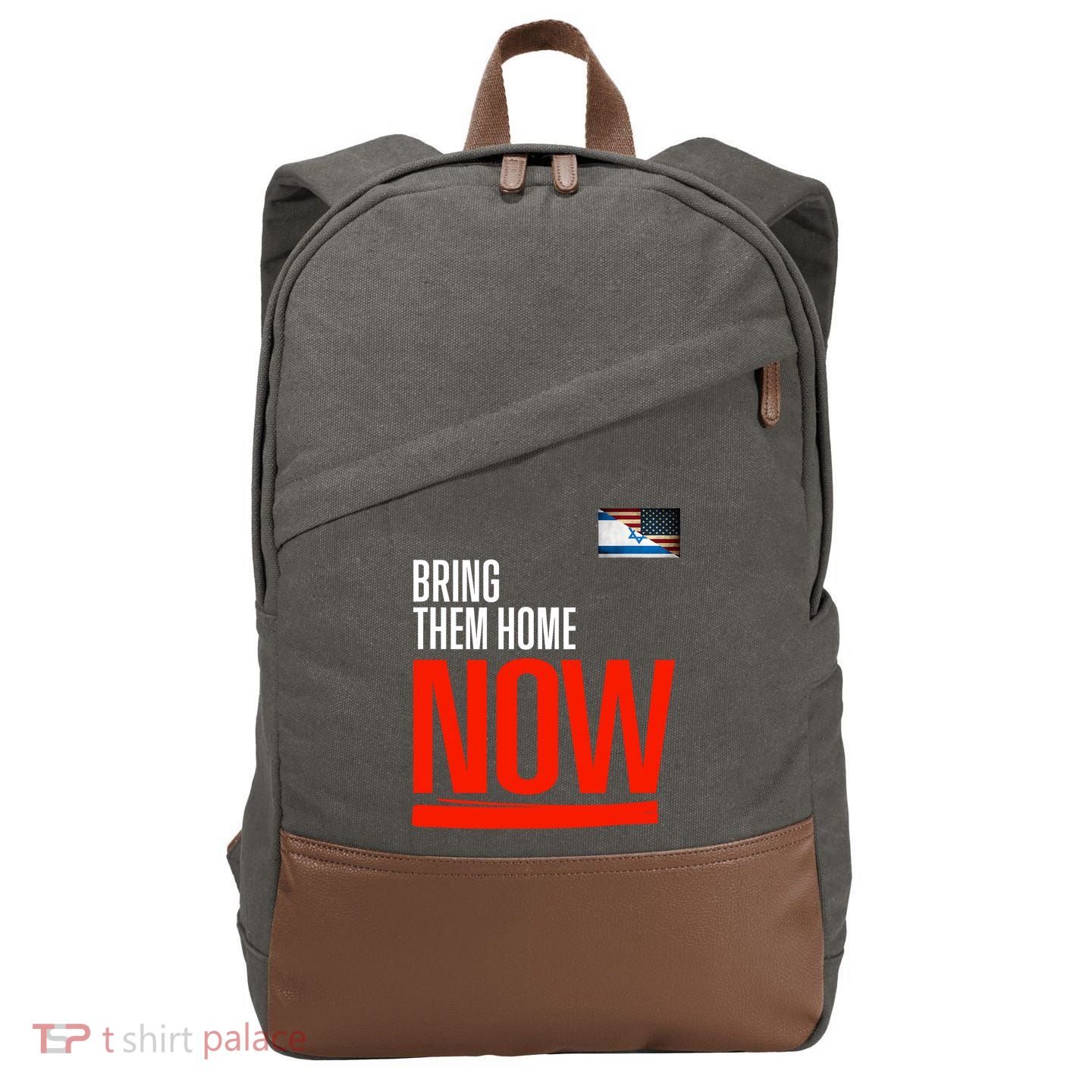 Bring Them Home Now! Stand With Israel Israel America Flag Cotton Canvas Backpack