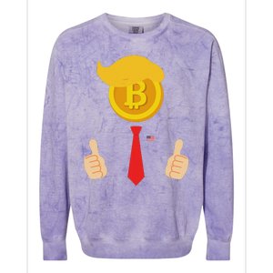 Bitcoin Trump Hair Cryptocurrency President Tru Mp 4547 Maga Colorblast Crewneck Sweatshirt