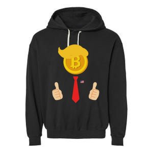 Bitcoin Trump Hair Cryptocurrency President Tru Mp 4547 Maga Garment-Dyed Fleece Hoodie