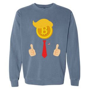 Bitcoin Trump Hair Cryptocurrency President Tru Mp 4547 Maga Garment-Dyed Sweatshirt