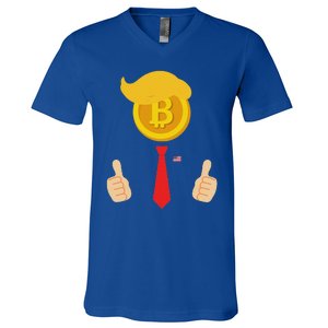 Bitcoin Trump Hair Cryptocurrency President Tru Mp 4547 Maga V-Neck T-Shirt