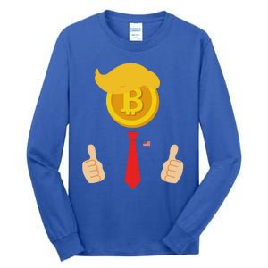 Bitcoin Trump Hair Cryptocurrency President Tru Mp 4547 Maga Tall Long Sleeve T-Shirt