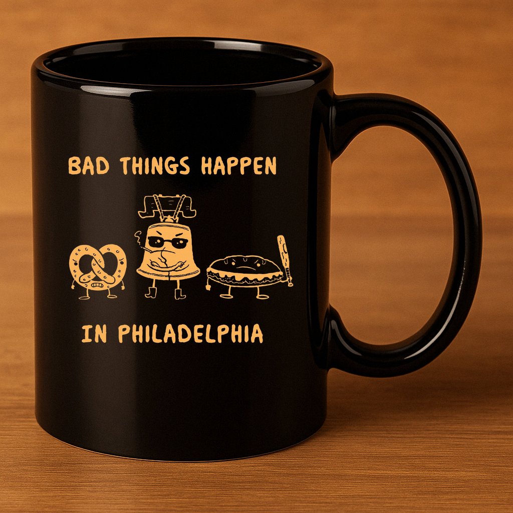 Bad Things Happen In Philadelphia Novelty Pride 11oz C Handle Ceramic Mug