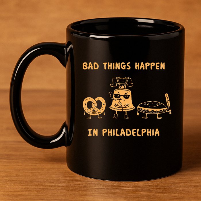Bad Things Happen In Philadelphia Novelty Pride 11oz C Handle Ceramic Mug