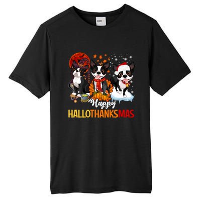 Boston Terrier Hallothanksmas Halloween Thanksgiving Xmas Cute Gift Tall Fusion ChromaSoft Performance T-Shirt