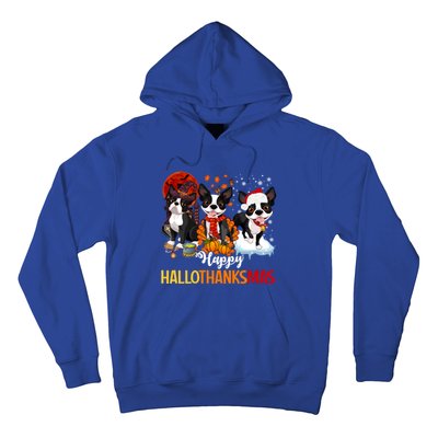 Boston Terrier Hallothanksmas Halloween Thanksgiving Xmas Cute Gift Hoodie