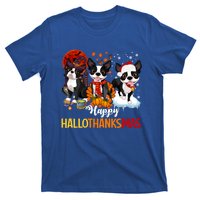 Boston Terrier Hallothanksmas Halloween Thanksgiving Xmas Cute Gift T-Shirt