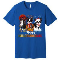 Boston Terrier Hallothanksmas Halloween Thanksgiving Xmas Cute Gift Premium T-Shirt