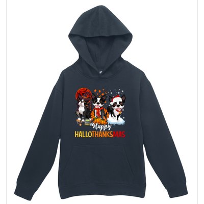 Boston Terrier Hallothanksmas Halloween Thanksgiving Xmas Cute Gift Urban Pullover Hoodie