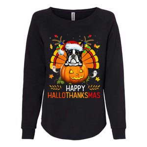 Boston Terrier Happy Hallothanksmas Halloween Christmas Womens California Wash Sweatshirt