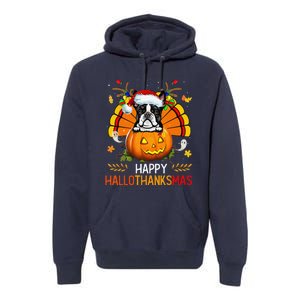 Boston Terrier Happy Hallothanksmas Halloween Christmas Premium Hoodie