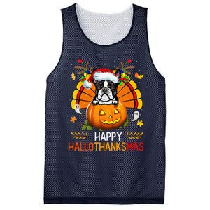 Boston Terrier Happy Hallothanksmas Halloween Christmas Mesh Reversible Basketball Jersey Tank