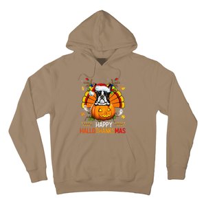 Boston Terrier Happy Hallothanksmas Halloween Christmas Hoodie