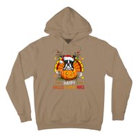 Boston Terrier Happy Hallothanksmas Halloween Christmas Hoodie