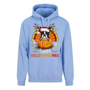 Boston Terrier Happy Hallothanksmas Halloween Christmas Unisex Surf Hoodie