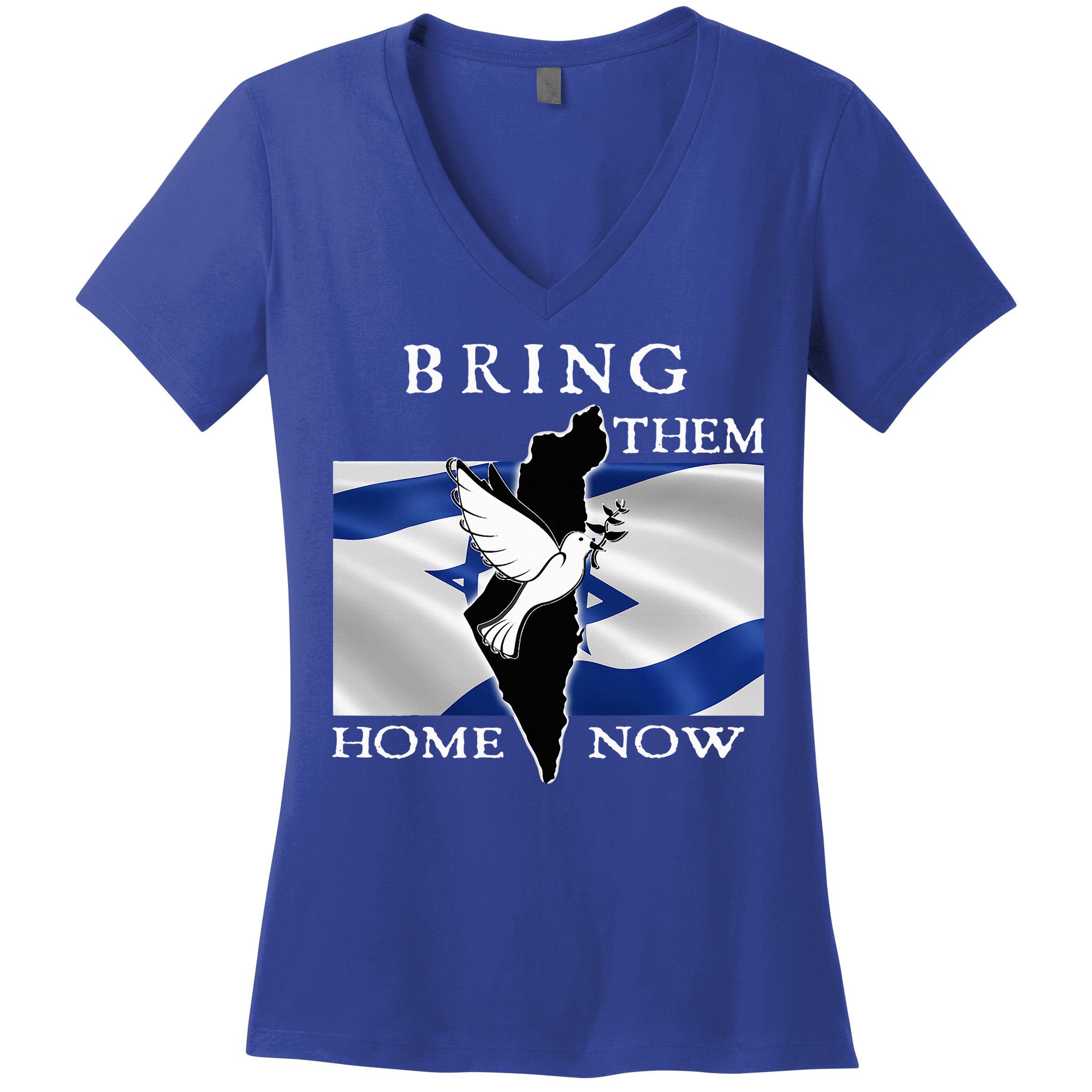 Bring Them Home Now Stand With Israel America Flag Patriotic  Women's V-Neck T-Shirt
