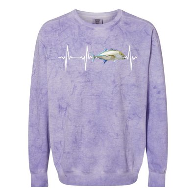 Bluefin Trevally Heartbeat For Saltwater Fish Fishing Lovers Colorblast Crewneck Sweatshirt