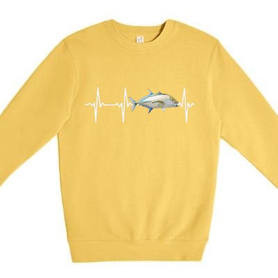 Bluefin Trevally Heartbeat For Saltwater Fish Fishing Lovers Premium Crewneck Sweatshirt