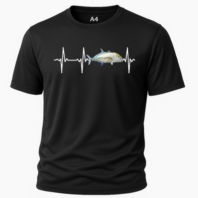 Bluefin Trevally Heartbeat For Saltwater Fish Fishing Lovers Cooling Performance Crew T-Shirt