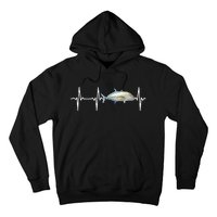 Bluefin Trevally Heartbeat For Saltwater Fish Fishing Lovers Hoodie