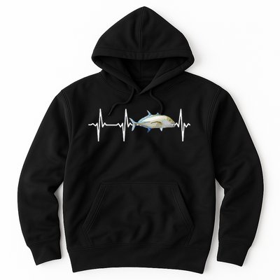 Bluefin Trevally Heartbeat For Saltwater Fish Fishing Lovers Hoodie