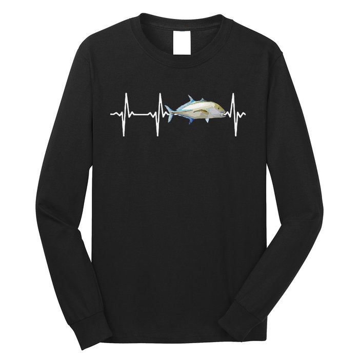 Bluefin Trevally Heartbeat For Saltwater Fish Fishing Lovers Long Sleeve Shirt