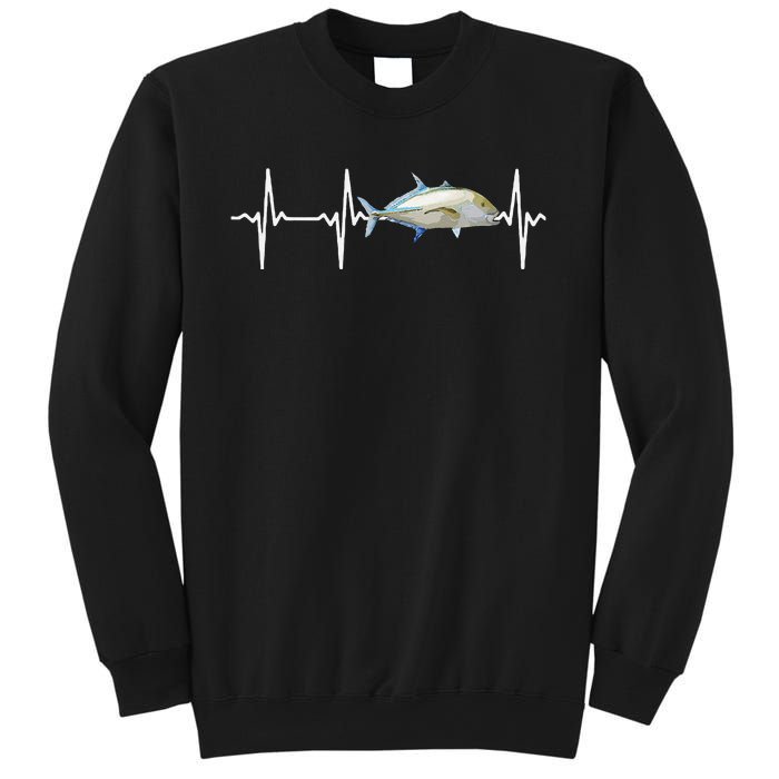 Bluefin Trevally Heartbeat For Saltwater Fish Fishing Lovers Sweatshirt