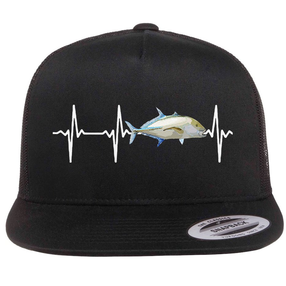Bluefin Trevally Heartbeat For Saltwater Fish Fishing Lovers Flat Bill Trucker Hat