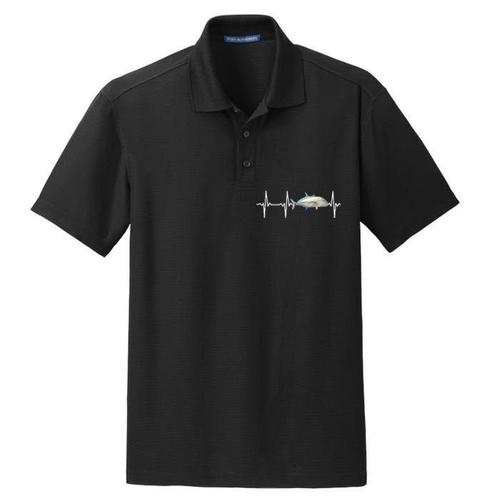 Bluefin Trevally Heartbeat For Saltwater Fish Fishing Lovers Dry Zone Grid Polo