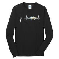 Bluefin Trevally Heartbeat For Saltwater Fish Fishing Lovers Tall Long Sleeve T-Shirt