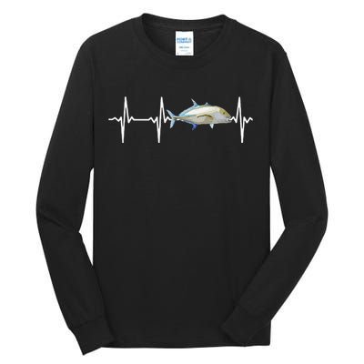 Bluefin Trevally Heartbeat For Saltwater Fish Fishing Lovers Tall Long Sleeve T-Shirt