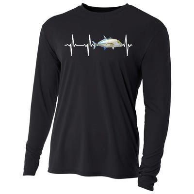 Bluefin Trevally Heartbeat For Saltwater Fish Fishing Lovers Cooling Performance Long Sleeve Crew