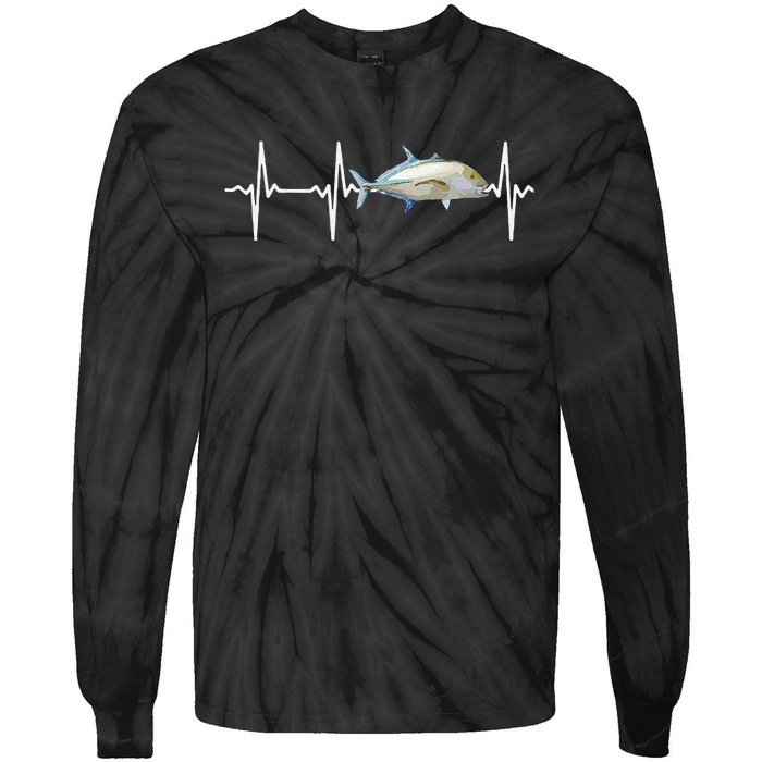 Bluefin Trevally Heartbeat For Saltwater Fish Fishing Lovers Tie-Dye Long Sleeve Shirt