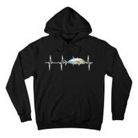 Bluefin Trevally Heartbeat For Saltwater Fish Fishing Lovers Tall Hoodie