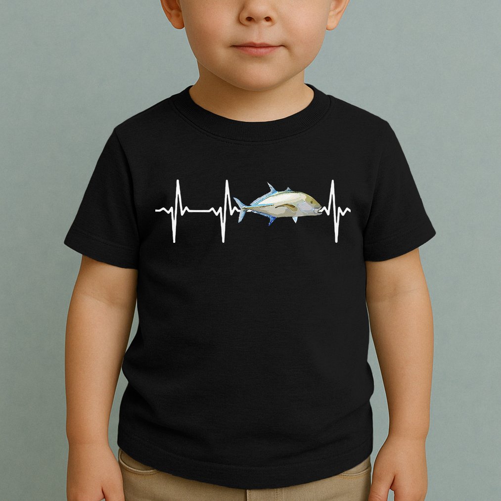 Bluefin Trevally Heartbeat For Saltwater Fish Fishing Lovers Toddler T-Shirt