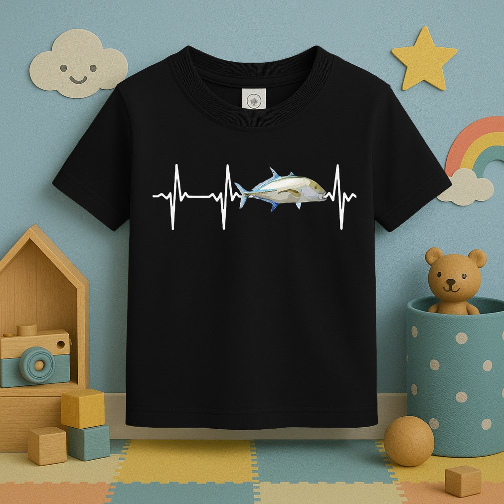Bluefin Trevally Heartbeat For Saltwater Fish Fishing Lovers Toddler T-Shirt