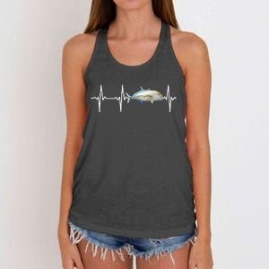 Bluefin Trevally Heartbeat For Saltwater Fish Fishing Lovers Women's Knotted Racerback Tank