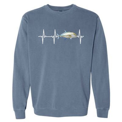 Bluefin Trevally Heartbeat For Saltwater Fish Fishing Lovers Garment-Dyed Sweatshirt