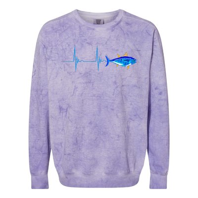 Bluefin Tuna Heartbeat EKG Pulseline Deep Sea Fishing Colorblast Crewneck Sweatshirt