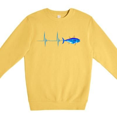 Bluefin Tuna Heartbeat EKG Pulseline Deep Sea Fishing Premium Crewneck Sweatshirt