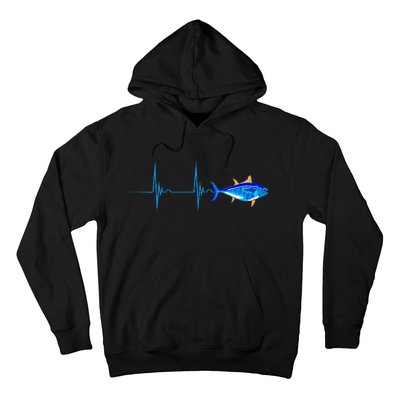 Bluefin Tuna Heartbeat EKG Pulseline Deep Sea Fishing Hoodie