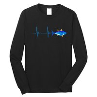 Bluefin Tuna Heartbeat EKG Pulseline Deep Sea Fishing Long Sleeve Shirt