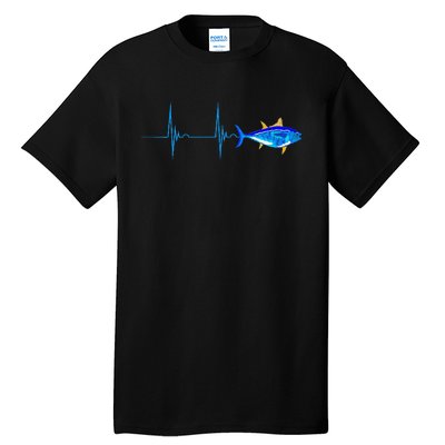 Bluefin Tuna Heartbeat EKG Pulseline Deep Sea Fishing Tall T-Shirt