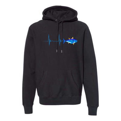 Bluefin Tuna Heartbeat EKG Pulseline Deep Sea Fishing Premium Hoodie