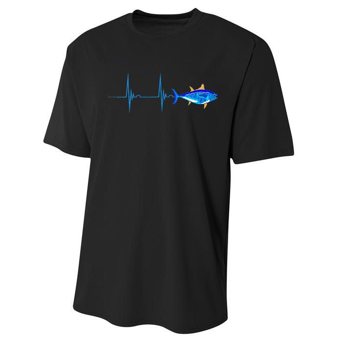 Bluefin Tuna Heartbeat EKG Pulseline Deep Sea Fishing Performance Sprint T-Shirt