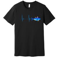 Bluefin Tuna Heartbeat EKG Pulseline Deep Sea Fishing Premium T-Shirt