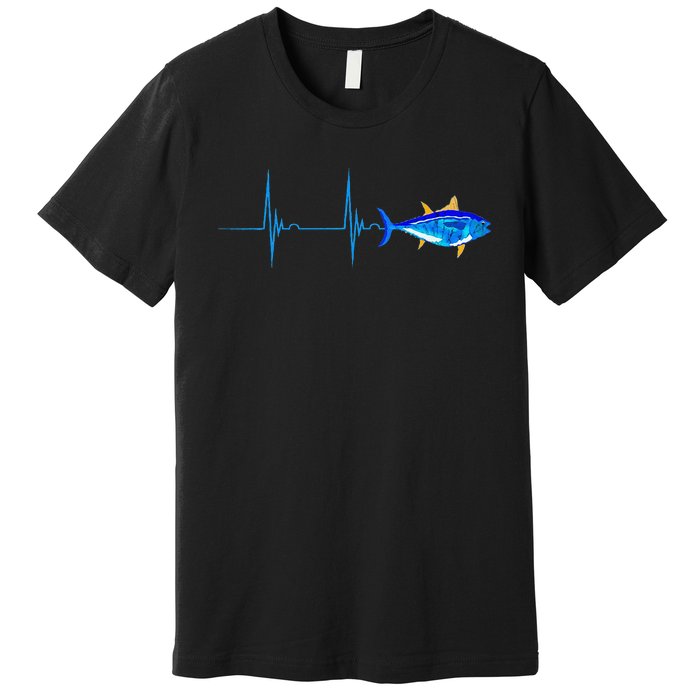 Bluefin Tuna Heartbeat EKG Pulseline Deep Sea Fishing Premium T-Shirt