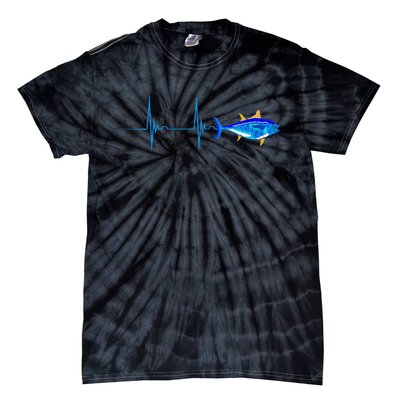 Bluefin Tuna Heartbeat EKG Pulseline Deep Sea Fishing Tie-Dye T-Shirt